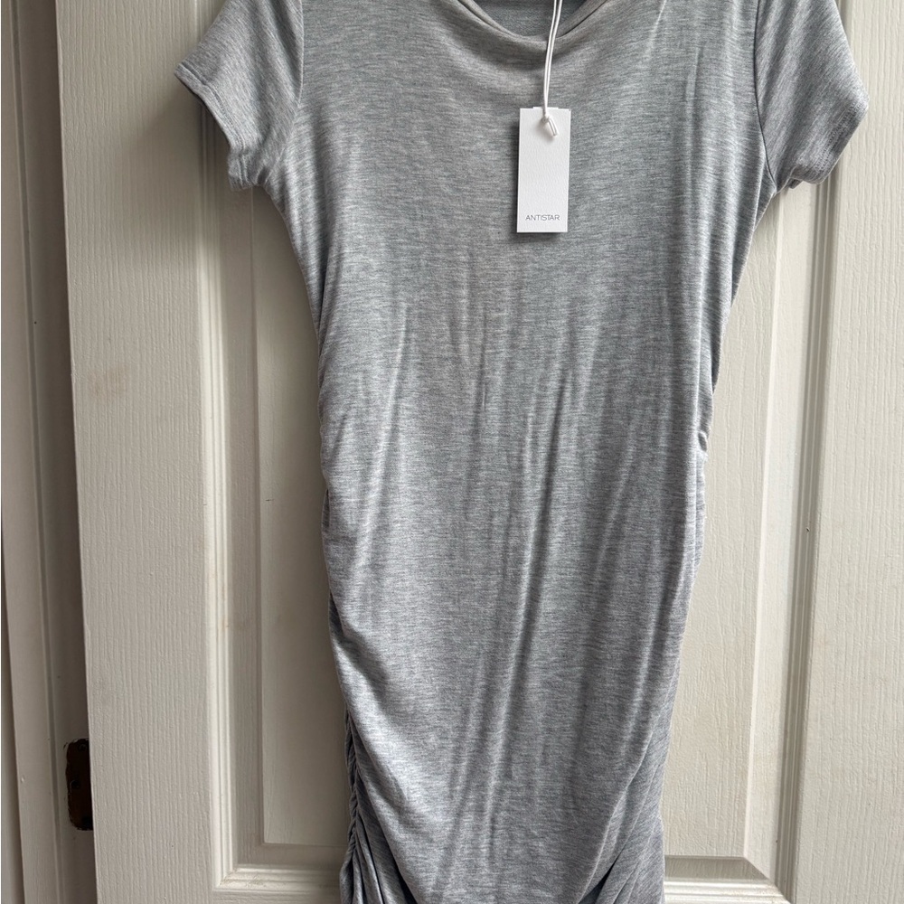 Gray Ruched T-Shirt Dress Anistar